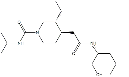 (3R,4R)-3-ethyl-4-[[(2R)-1-hydroxy-4-methyl-pentan-2-yl]carbamoylmethyl]-N-propan-2-yl-piperidine-1-carboxamide Struktur