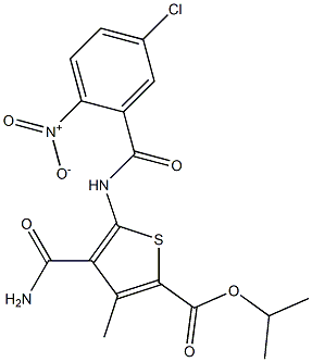 isopropyl 4-(aminocarbonyl)-5-({5-chloro-2-nitrobenzoyl}amino)-3-methyl-2-thiophenecarboxylate 结构式