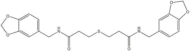 N-(1,3-benzodioxol-5-ylmethyl)-3-({3-[(1,3-benzodioxol-5-ylmethyl)amino]-3-oxopropyl}sulfanyl)propanamide Structure