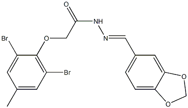 N'-(1,3-benzodioxol-5-ylmethylene)-2-(2,6-dibromo-4-methylphenoxy)acetohydrazide Struktur