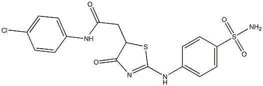 2-{2-[4-(aminosulfonyl)anilino]-4-oxo-4,5-dihydro-1,3-thiazol-5-yl}-N-(4-chlorophenyl)acetamide 结构式