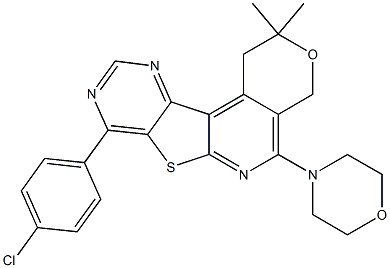 8-(4-chlorophenyl)-2,2-dimethyl-5-(4-morpholinyl)-1,4-dihydro-2H-pyrano[4'',3'':4',5']pyrido[3',2':4,5]thieno[3,2-d]pyrimidine,,结构式