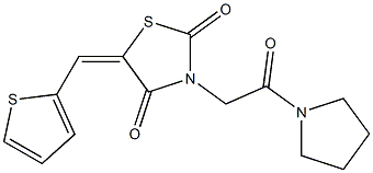 3-[2-oxo-2-(1-pyrrolidinyl)ethyl]-5-(2-thienylmethylene)-1,3-thiazolidine-2,4-dione,,结构式