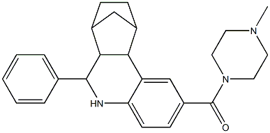 2-[(4-methyl-1-piperazinyl)carbonyl]-6-phenyl-5,6,6a,7,8,9,10,10a-octahydro-7,10-methanophenanthridine Struktur