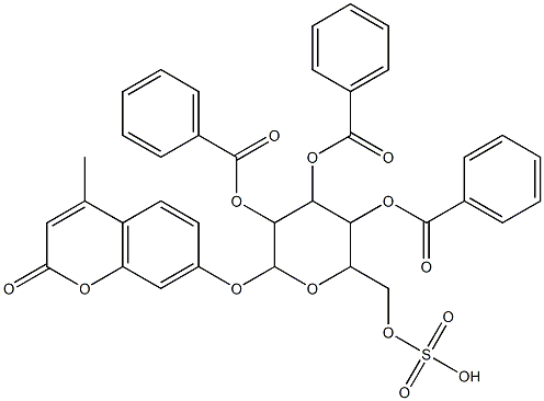 4,5-bis(benzoyloxy)-2-[(4-methyl-2-oxo-2H-chromen-7-yl)oxy]-6-[(sulfooxy)methyl]tetrahydro-2H-pyran-3-yl benzoate Structure