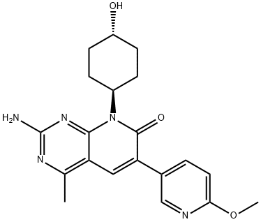 2-amino-8-((1r,4r)-4-hydroxycyclohexyl)-6-(6-methoxypyridin-3-yl)-4-methylpyrido[2,3-d]pyrimidin-7(8H)-one Struktur