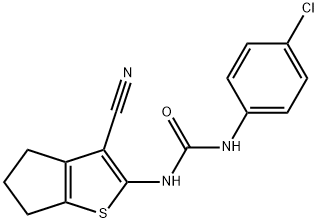 N-(4-chlorophenyl)-N'-(3-cyano-5,6-dihydro-4H-cyclopenta[b]thien-2-yl)urea Structure