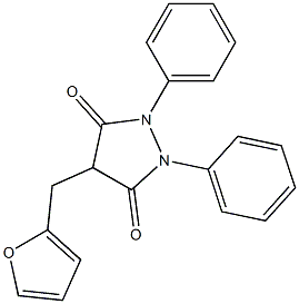 4-フルフリル-1,2-ジフェニル-3,5-ピラゾリジンジオン 化学構造式