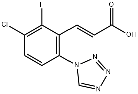 (E)-3-(3-氯-2-氟-6-(1H-四唑-1-基)苯基)丙烯酸, 1094106-58-7, 结构式