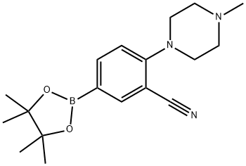 2-(4-methylpiperazin-1-yl)-5-(4,4,5,5-tetramethyl-1,3,2-dioxaborolan-2-yl)benzonitrile,1105665-06-2,结构式