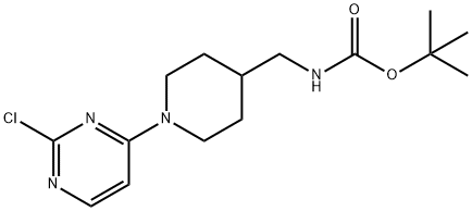 Carbamic acid, N-[[1-(2-chloro-4-pyrimidinyl)-4-piperidinyl]methyl]-, 1,1-dimethylethyl ester Struktur