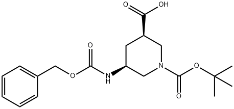 (3R,5S)-5-(((benzyloxy)carbonyl)amino)-1-(tert-butoxycarbonyl)piperidine-3-carboxylic acid,1145747-62-1,结构式