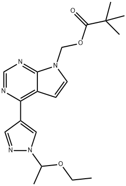 [4-[1-(1-ethoxyethyl)-1H-pyrazol-4-yl]-7H-pyrrolo[2,3-d]pyrimidin-7-yl]methyl Struktur
