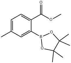 4-甲基-2-(4,4,5,5-四甲基-1,3,2-二氧硼杂环戊烷-2-基)苯甲酸甲酯 结构式