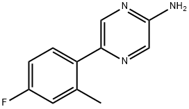 2-Amino-5-(4-fluoro-2-methylphenyl)pyrazine Structure