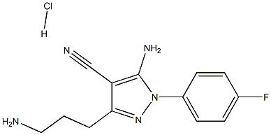5-amino-3-(3-aminopropyl)-1-(4-fluorophenyl)-1H-pyrazole-4-carbonitrile hydrochloride Structure