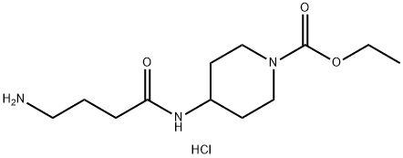 乙基 4-(4-氨基丁酰氨基)哌啶-1-甲酸基酯盐酸,1170957-61-5,结构式