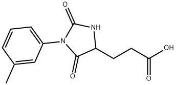 3-[1-(3-甲基苯基)-2,5-二氧亚基咪唑烷-4-基]丙酸 结构式