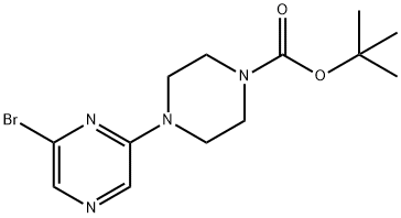 2-Bromo-6-(N-boc-piperazin-1-yl)pyrazine 化学構造式