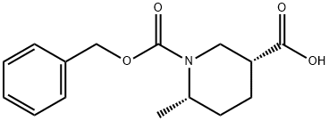 (3R,6S)-1-((Benzyloxy)carbonyl)-6-methylpiperidine-3-carboxylic acid 化学構造式