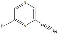 2-Bromo-6-(cyano-13C,15N)pyrazine 化学構造式