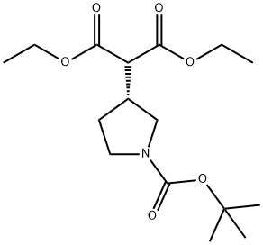 (R)-2-(1-(叔丁氧羰基)吡咯烷-3-基)丙二酸二乙酯, 1228312-12-6, 结构式