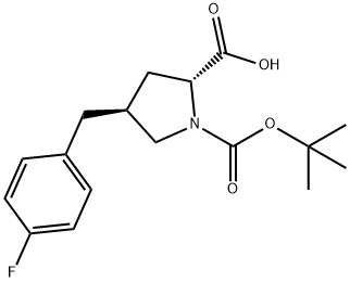 (2R,4S)-4-[(4-fluorophenyl)methyl]-1-[(2-methylpropan-2-yl)oxycarbonyl]pyrrolidine-2-carboxylic acid Structure