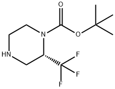 S-2-三氟甲基哌嗪-1-甲酸叔丁酯, 1240588-06-0, 结构式