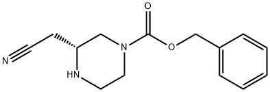 benzyl (R)-3-(cyanomethyl)piperazine-1-carboxylate 化学構造式
