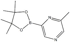 2-メチル-6-(4,4,5,5-テトラメチル-1,3,2-ジオキサボロラン-2-イル)ピラジン 化学構造式