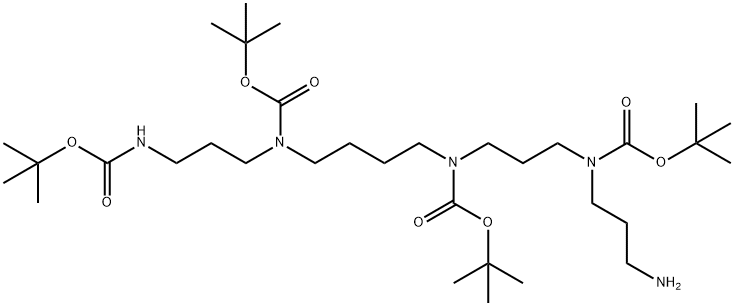 tert-Butyl (3-((3-aminopropyl)(tert-butoxycarbonyl)amino)propyl)(4-((tert-butoxycarbonyl)(3-((tert-butoxycarbonyl)amino)propyl)amino)butyl)carbamate Structure