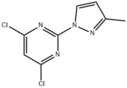 4,6-二氯-2-(3-甲基吡唑)嘧啶,1289010-13-4,结构式
