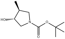 (3R,4S)-3-羟基-4-甲基吡咯烷-1-甲酸叔丁酯, 1290191-90-0, 结构式