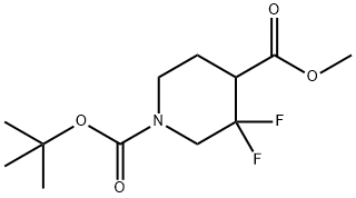 1,4-Piperidinedicarboxylic acid, 3,3-difluoro-, 1-(1,1-dimethylethyl) 4-methyl ester 结构式