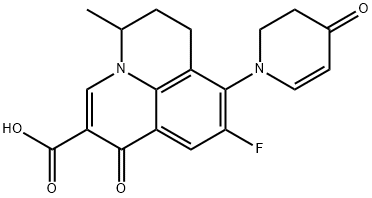 9-fluoro-6,7-dihydro-5-methyl-1-oxo-8-(4-oxo-1,2,3,4-tetrahydro-1-pyridyl)-1H,5H-benzo[i,j]quinolizine-2-carboxylic acid 化学構造式
