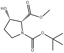 1-(叔丁基) 2-甲基 (2R,3S)-3-羟基吡咯烷-1,2-二羧酸酯, 130966-41-5, 结构式