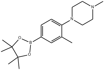1-甲基-4-(2-甲基-4-(4,4,5,5-四甲基-1,3,2-二氧硼杂环戊烷-2-基)苯基)哌嗪 结构式
