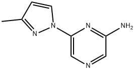 2-Amino-6-(3-methyl-1H-pyrazol-1-yl)pyrazine 化学構造式
