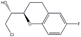 (1R)-2-chloro-1-[(2R)-6-fluoro-3,4-dihydro-2H-chromen-2-yl]ethanol 化学構造式
