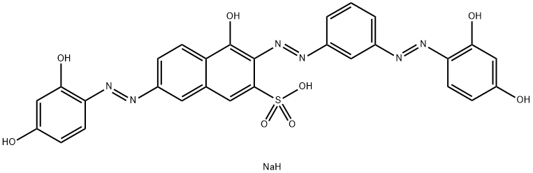 2-Naphthalenesulfonic acid, 7-[(2,4-dihydroxyphenyl)azo]-3-[[3-[(2,4-dihydroxyphenyl)azo]phenyl]azo]-4-hydroxy-, monosodium salt,13194-98-4,结构式