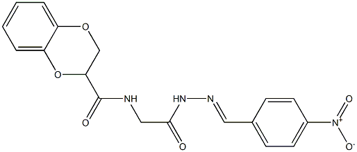 N-[2-(2-{4-nitrobenzylidene}hydrazino)-2-oxoethyl]-2,3-dihydro-1,4-benzodioxine-2-carboxamide 结构式