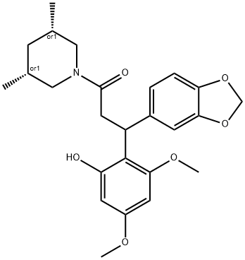 3-(1,3-Benzodioxol-5-yl)-1-(cis-3,5-dimethyl-1-piperidinyl)-3-(2-hydroxy-4,6-dimethoxyphenyl)-1-propanone|3-(1,3-Benzodioxol-5-yl)-1-(cis-3,5-dimethyl-1-piperidinyl)-3-(2-hydroxy-4,6-dimethoxyphenyl)-1-propanone