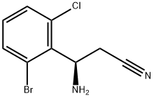 (3R)-3-AMINO-3-(2-BROMO-6-CHLOROPHENYL)PROPANENITRILE 结构式