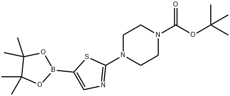 tert-butyl 4-(5-(4,4,5,5-tetramethyl-1,3,2-dioxaborolan-2-yl)thiazol-2-yl)piperazine-1-carboxylate,1344124-61-3,结构式