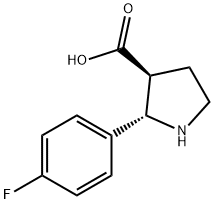 (2S,3S)-2-(4-fluorophenyl)pyrrolidine-3-carboxylic acid 结构式