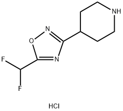 4-[5-(difluoromethyl)-1,2,4-oxadiazol-3-yl]piperidine hydrochloride 化学構造式