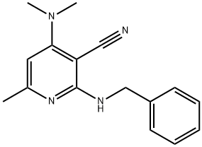 2-(Benzylamino)-4-(dimethylamino)-6-methylpyridine-3-carbonitrile Struktur
