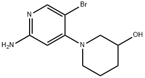 5-Bromo-2-amino-4-(3-hydroxypiperidin-1-yl)pyridine 化学構造式