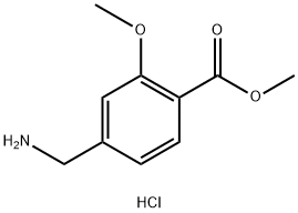 4-(氨基甲基)-2-甲氧基苯甲酸甲酯盐酸盐, 1391358-23-8, 结构式