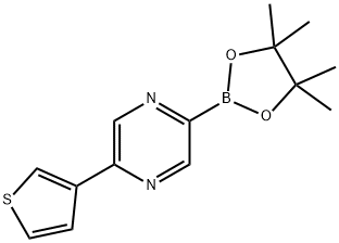 2-(4,4,5,5-tetramethyl-1,3,2-dioxaborolan-2-yl)-5-(thiophen-3-yl)pyrazine,1402165-85-8,结构式